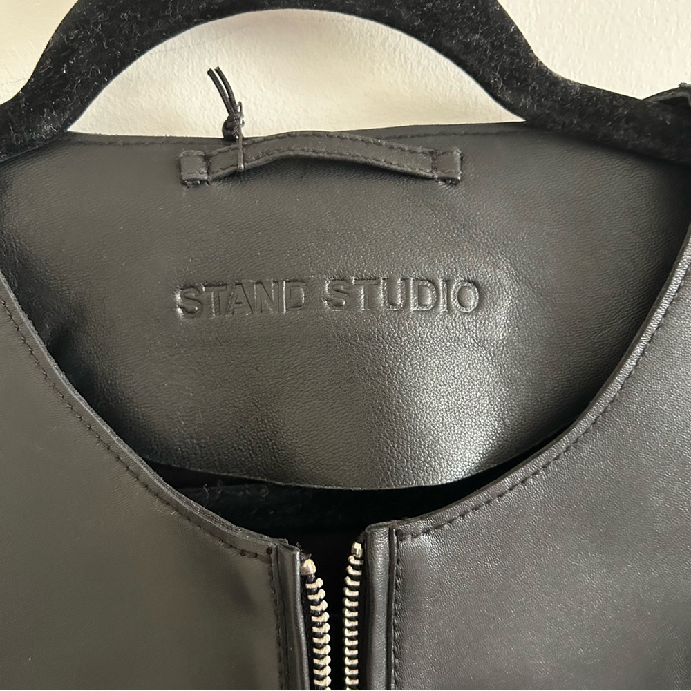 Stand Studio 40EU Women's Black Classic paneled Leather moto style Jacket NWT! - Picture 8 of 12